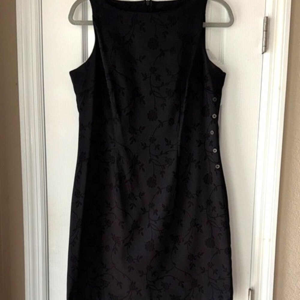 Floral Jacquard Black Sleeveless Cocktail Dress Size 12